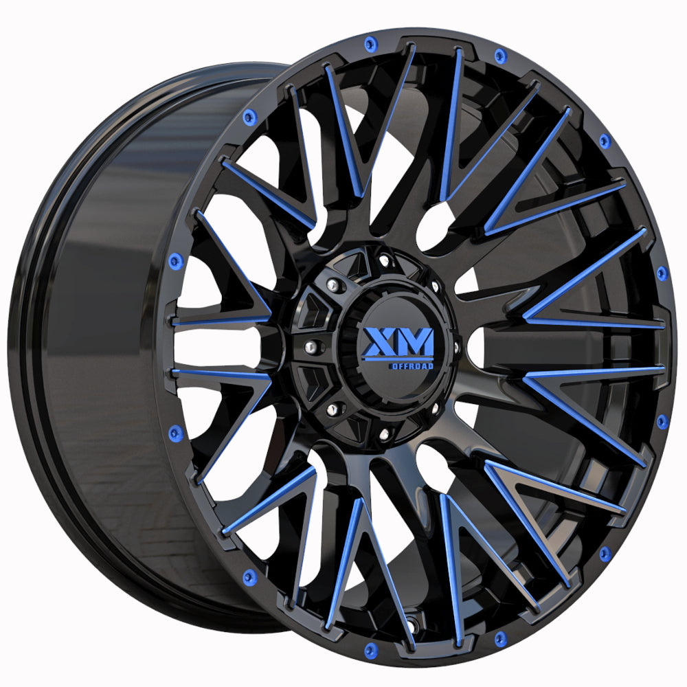 Xtreme Mudder XM-355 Black Blue Milled Wheel