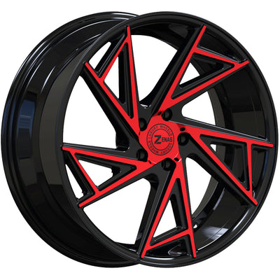 Zenas ZW04 Black Red Machined Wheel