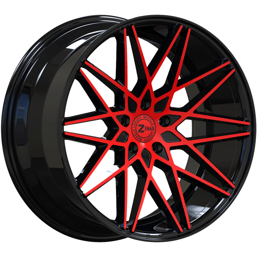 Zenas ZW08 Black Red Machined Wheel