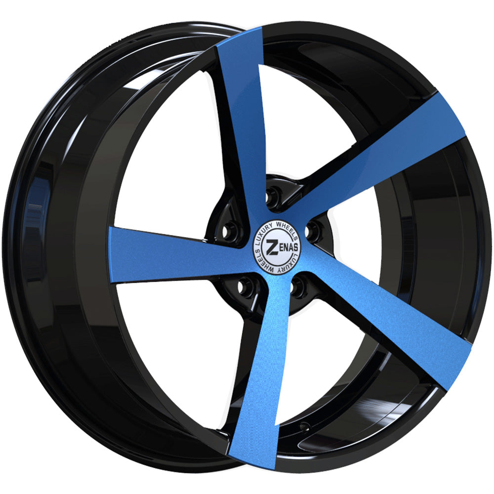 Zenas ZW15 Black Blue Machined Wheel